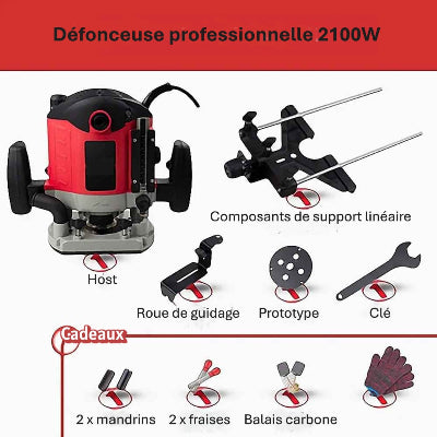 Défonceuse professionnelle 2100W ensemble complet