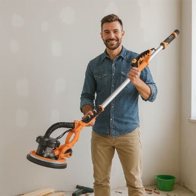 Ponceuse girafe professionnelle possédant un manche télescopique