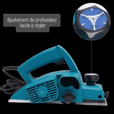 Raboteuse vue du bouton de réglage de profondeur