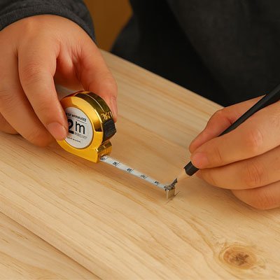 Ruban metre utilisé pour mesurer de bois