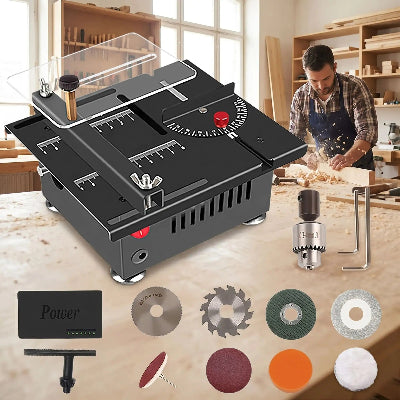 Scie circulaire sur table compacte et accessoires