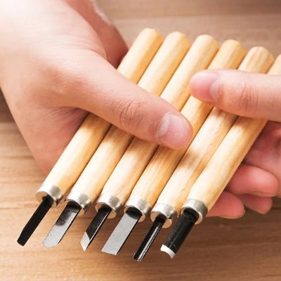 6 Ciseaux à bois avec manche en bois