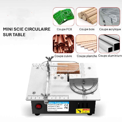 Mini scie circulaire sur table et différentes applications