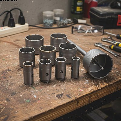 Scie cloche SDS Plus sur un établi