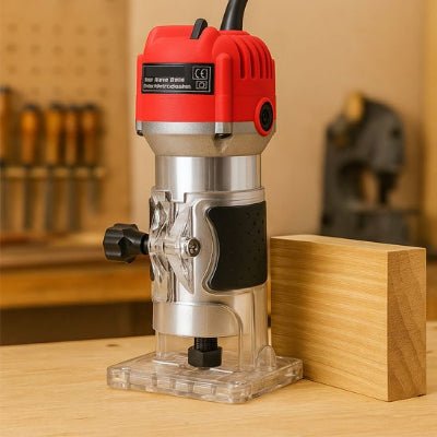 Affleureuse rouge avec base transparente