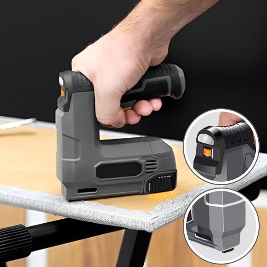 Agrafeuse electrique sans fil vue de l'interrupteur de marche