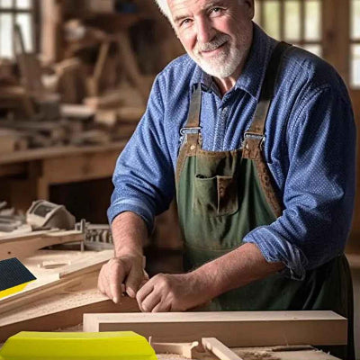 Blocs de ponçage menuisier dans atelier utilisation bois
