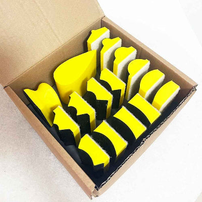 Blocs de ponçage jaunes ensemble de 16 pièces dans boîte