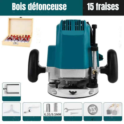 Bois défonceuse ensemble accessoires et coffret fraises