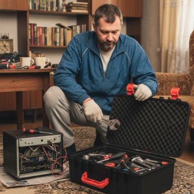 Boite a outils pour travail exterieur atelier