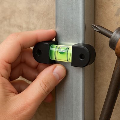 Bulle à niveau sur un montant en métal