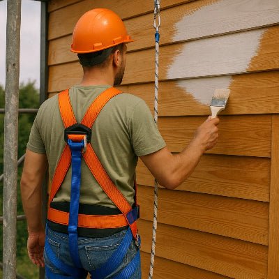 Ceinture de sécurité homme qui peint une maison