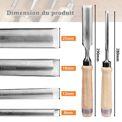 Ciseau à bois semi-circulaire dimensions