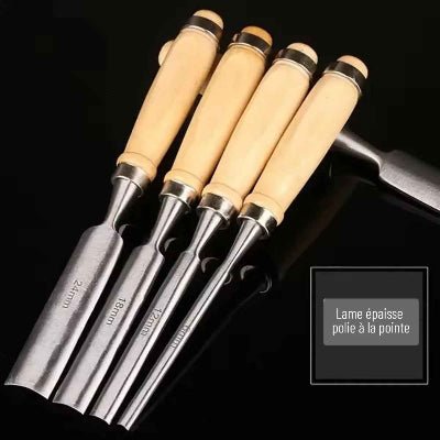 Ciseau bois ensemble de 4 lames épaisses polies