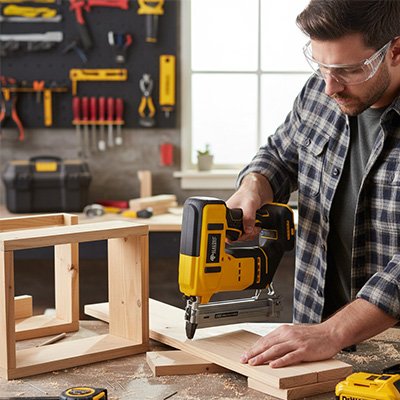 Cloueuse sans fil utilisée dans assemblage de tiroirs