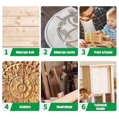 Défonceuse à bois  diverses utilisations