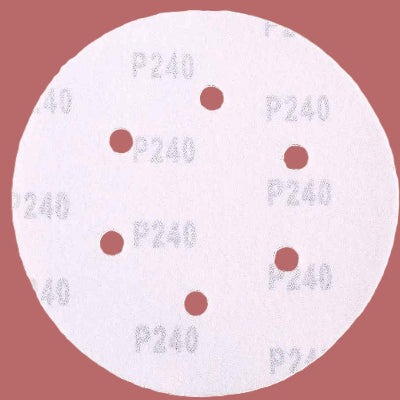 Disques abrasifs auto-agrippants 6 trous et grain P240 su fond brun pâle