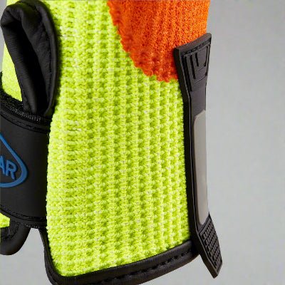 Tissus cotelé du poignet du gant de travail orange qui est ajustable avec du vercro