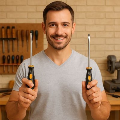 Homme montrant 2 tournevis a rapper