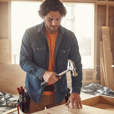 Homme utilisant un marteau