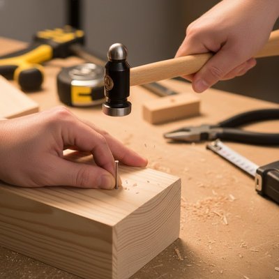 Marteau utilisé pour clouer dans du bois
