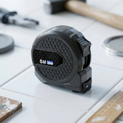 Mètre ruban de 5 mètre sur carrelage