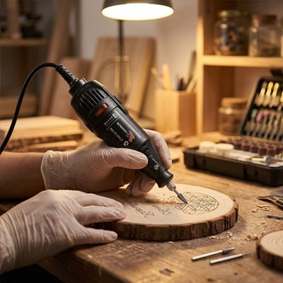 Mini perceuse meuleuse utilisée pour graver le bois