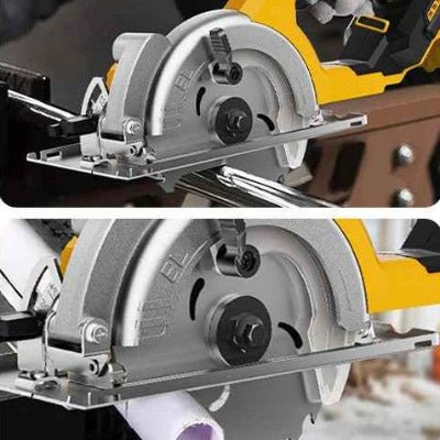 Mini scie circulaire vue de coupe de PVC et métal