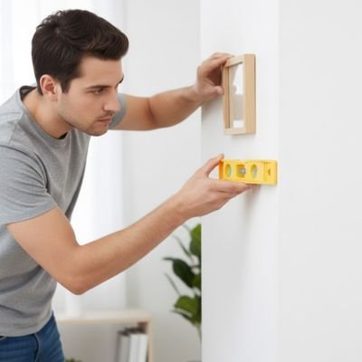 Niveau à bulle utilisé par un homme