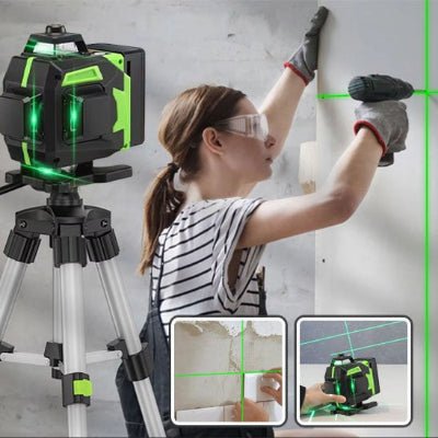 Niveau laser et vue des lignes de niveau sur mur