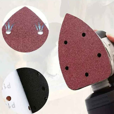 Papier abrasif auto adhérant triangulaire 5 trous de succion