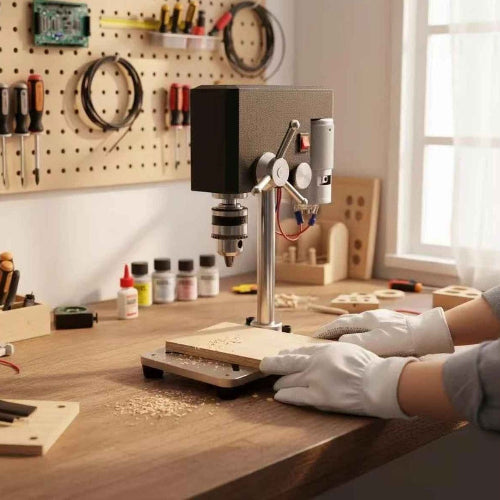 Perceuse à colonne mini utilisée dans atelier modéliste