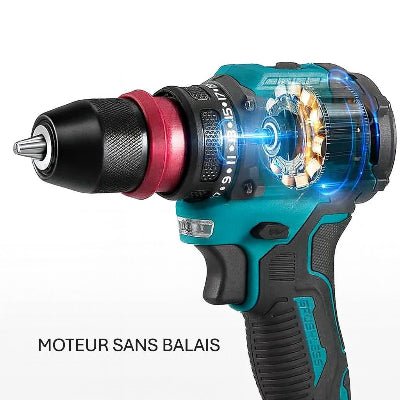 Perceuse à percussion sans fil vue perceuse sans balais