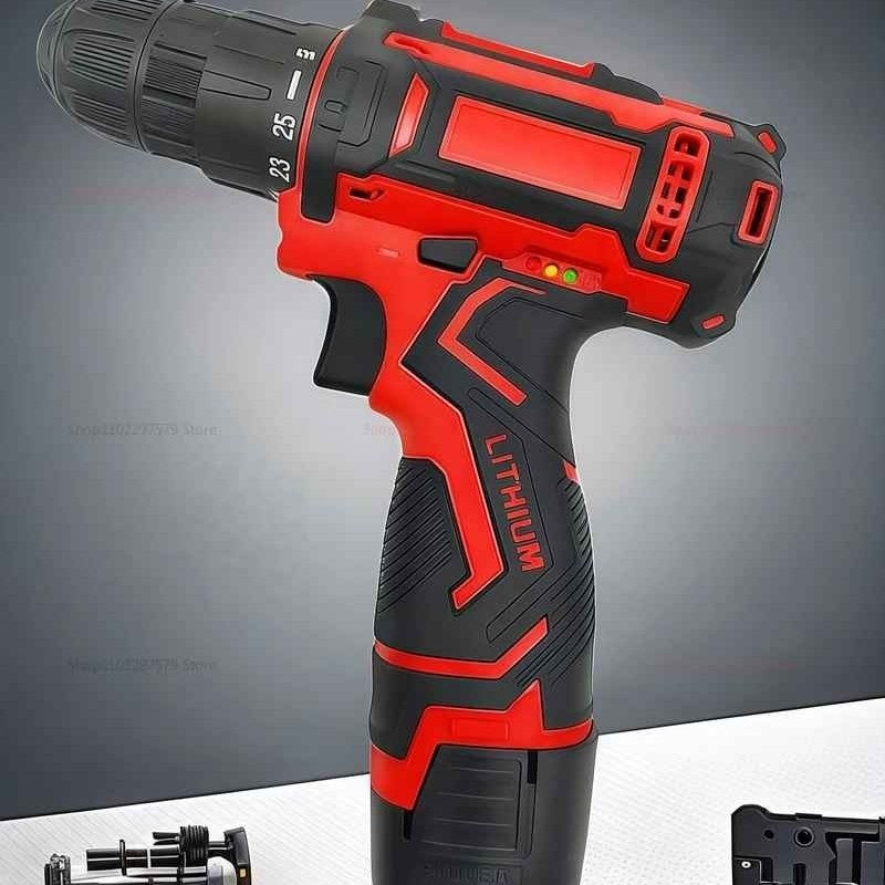 Perceuse et visseuse sans fil rouge noire
