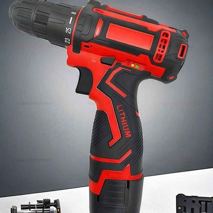 Perceuse et visseuse sans fil rouge noire