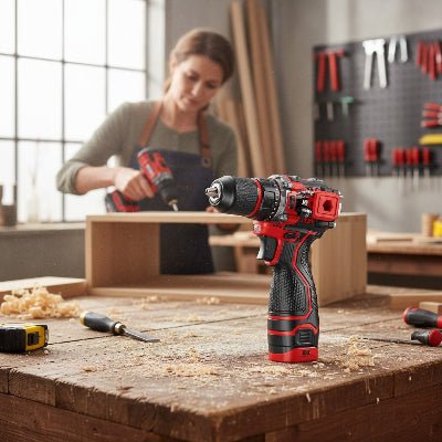 Perceuse visseuse en atelier de munuiserie