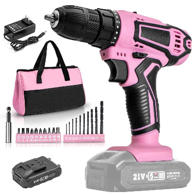 Perceuse visseuse légére rose ensemble complet 1 batterie 