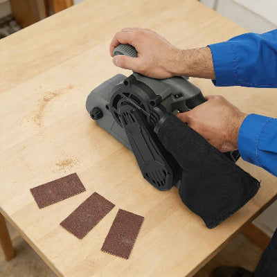 Ponceuse a bande sans fil utilisation contreplaqué