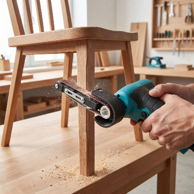 Ponceuse de précision utilisée pour ponçer une chaise
