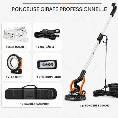 Ponceuse girafe professionnelle 1050W et accessoires
