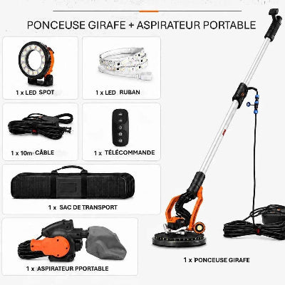 Ponceuse girafe professionnelle incluant aspirateur portable
