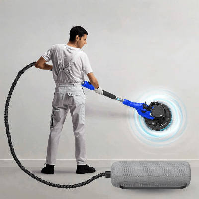 Ponceuse girafe utilisée pour poncer des cloisons sèches