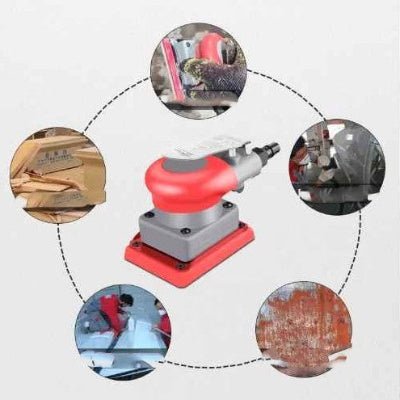 Ponceuse pneumatique carrée et vue de différentes utilisations