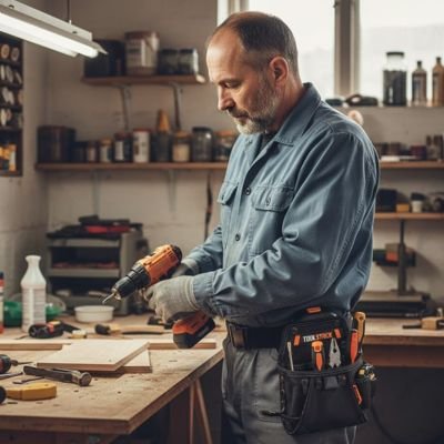 Sac a outils porté à la ceinture par menuisier