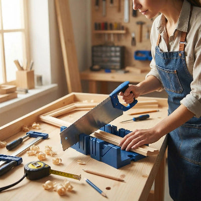 Scie a onglet maneuelle utilisation atelier menuiserie