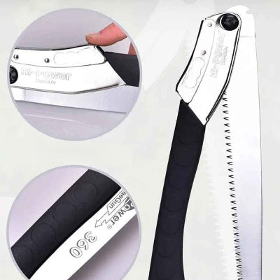 Scie Acier Manganèse Pro montrant le dispositif de fermeture sécurisé