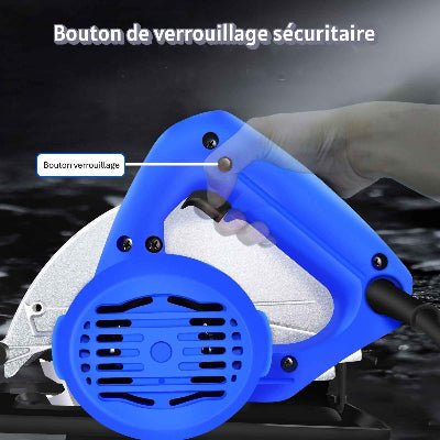 Scie circulaire filaire bouton de veraouillage sécuritaire