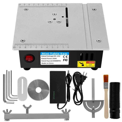 Scie circulaire sur table 96W modèle noir avec accessoires