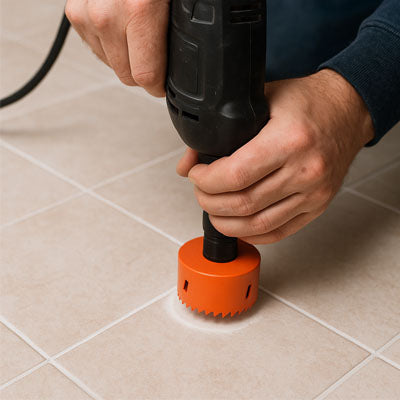 Scie cloche orange perçant dans la céramique