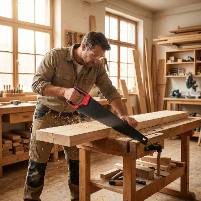 Scie egoine utilisée par un menuisier dans son atelier